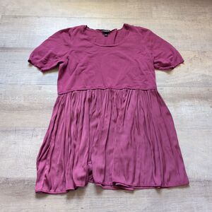 Torrid Maroon sweater Short Sleeve Peplum Tunic Shirt Flowy Sz 2XL Top Blouse